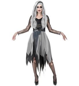 Kleid Ghostly Spirit schwarz grau Halloween, Groesse:M