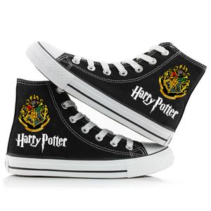 Herren Damen Harry Potter Canvas Schuhe High-Top Sneakers Schuhe Student Freizeitschuhe Turnschuhe Schwarz04 Gr.35