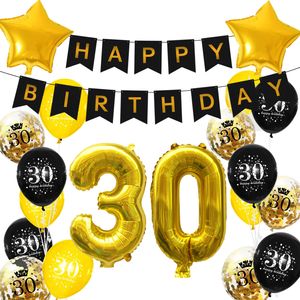 Oblique Unique 30. Geburtstag Party Deko Set - Happy Birthday Girlande + Zahl 30 Ballons + Konfetti Luftballons