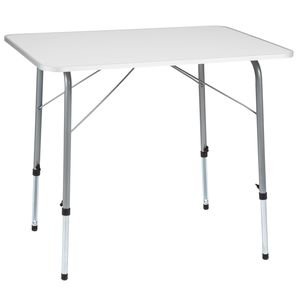 tectake Campingový skladací stôl s nastaviteľnou výškou 80x60x68cm - sivý