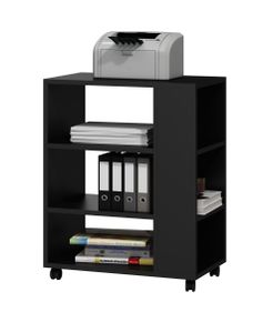 MATKAM Multifunktionaler Druckertisch mit Rollen, B60 x H74 x T40 cm, belastbar bis zu 65 kg (Schwarz)