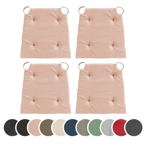 sleepling - 4er Set Stuhlkissen, für Indoor und Outdoor, 100% Baumwolle, 42 x 40 cm, rose