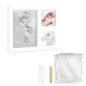 Navaris Baby Bilderrahmen mit Gipsabdruck - 26,5 x 21,6 x 2,2 cm Rahmen für Handabdruck Fußabdruck - Abdruckset für Hände und Füße - Fotorahmen