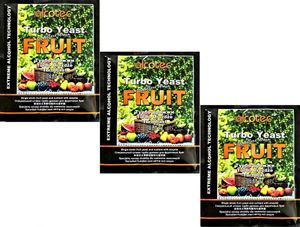 HUGBERT Alcotec Fruit Turbo Enzym, Alkohol Gärhefe, Hefe, Brennhefe, Destillation, Obst, 3 Stück