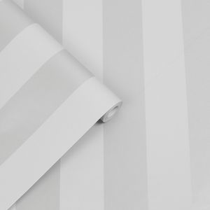 Laura Ashley Vlies Tapete | Lille Pearlescent Stripe Silver - 10 m x 0.52 m