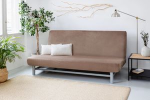 Ersatzbezug fur IKEA NYHAMN und BEDDINGE Sofa-Schonbezug aus Samt und Plüsch 3-Sitzer dicker Stretchstoff Sofabettbezug einfarbig rutschfestem elastisch passt auf Klappsofa ohne Armlehnen