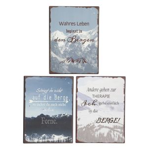 Schilder Berge Dekoschilder mit Sprüchen Nostalgisch  L 40 cm  3er Set