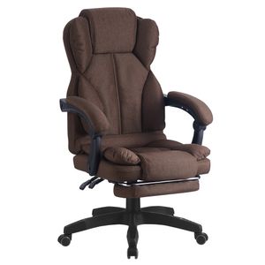 Schreibtischstuhl Bürostuhl Stoff Gamingstuhl Racing Chair Chefsessel mit Fußstütze, Farbe:Braun