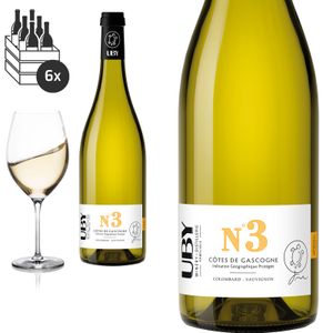 6er Karton 2021 Uby N° 3 Colombard - Sauvignon von Domaine d'Uby - Weißwein