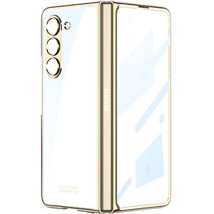 Hülle für Samsung Galaxy Z Fold 5 Eingebauter Bildschirmschutz Überzug Klar Schutzhülle Gold