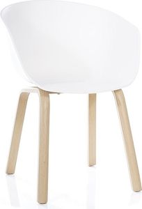CEHA Esszimmer- und Bürostuhl Malte | Schale weiß mit Metallgestell in Eiche Holzoptik | Dinner Esszimmerstuhl  | 4er SET