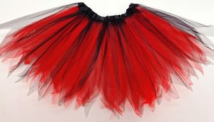 Tütü Tüllrock Petticoat Ballett Kleid gezackt Junggesellenabschied Fasching Erwachsen 3 Lagen M L XL  45cm Schwarz/Rot