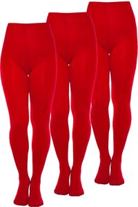 3 Paar Damenstrumpfhosen, Mikrofaser 60 den, Rot L