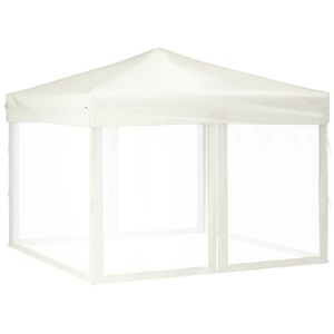 vidaXL Partyzelt Faltbar mit Seitenwänden Creme 3x3 m