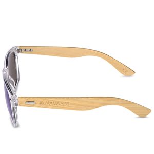 Navaris Holz Sonnenbrille UV400 - Uni Damen und Herren Brille mit Bambus Bügeln - Holzbrille mit Etui - unterschiedliche Farben