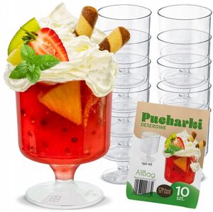 Desserttassen, Kunststoff-Dessertbecher 10 Stück, Mehrfachnutzung, Dessertgläser 150ml