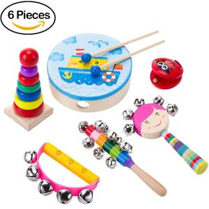 Kinder Musikinstrument Set Holz Percussion Toys Musik Early Education Geschenk，(6 Stück / Set）