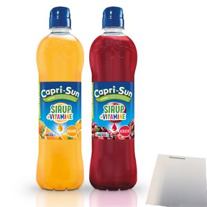 Capri Sun Sirup + Vitamine Testpaket 2 (je1x600ml Flasche Orange & Kirsche) + usy Block
