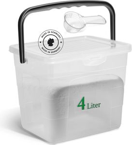 Novaliv Waschmittelbox mit Deckel 4 Liter Transparent und Dosierlöffel 23,5 x 18 x 18,5 cm Box Waschpulver Aufbewahrungsbox mit Henkel Waschmittel Aufbewahrung Waschmittelbehälter Waschpulverbehälter