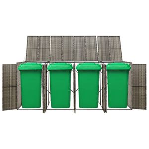 vidaXL Mülltonnenbox für 4 Tonnen Grau 274x80x117 cm Poly Rattan