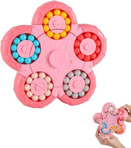 Magisches Bohnen-Puzzlespielzeug, zehnseitiges magisches Bohnen-Rotations-Zauberwürfel-Spielzeug,Geburtstagsgeschenk für Jugendliche und Erwachsene（Rosa）