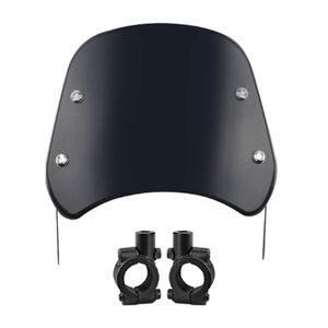 Schwarz Frontscheibe für Motorrad Umbau Motorrad Windschild Kit für eine komfortablere Fahrt Windschutzscheibe aus Kunststoff & Metall für Vorderseite des Fahrzeugs