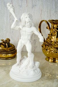 Alabaster Figur Hercules Sohn des zeus Skulptur 28 cm weiß Glück