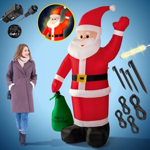 Monzana Aufblasbarer Weihnachtsmann XL 180cm LED Beleuchtet Befestigungsmaterial IP44 Außen Weihnachtsdeko Santa Nikolaus Weihnachtsfigur Christmas