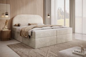 MyBed Zen box spring bed Čalouněné čelo postele Úložný prostor 160x200 Bonnell matrace H4 Topper Creamy Poso38