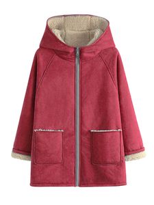 Damen Winterjacken Einfarbiger Lose Mäntel Lounge Kapuzen Warm Sweater Übergangsmantel Claret,Größe S