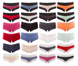 Fabio Farini - 10 Stück Damen Unterwäsche - Frauen Unterhosen Panty Slip mit floraler Spitze und Schleifchen, zufällig ausgewählte Farben Größe: 36/38