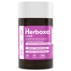 Herboxa LIVER (1) mit Cholin zur Unterstützung der normalen Leberfunktion -  mit patentierten SILIPHOS&ADONAT(SAMe) - mit Vitaminen C & E und den Mineralien Selen & Zink - 60 Kapseln