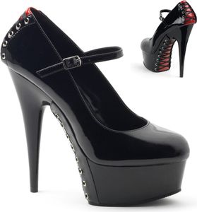 DELIGHT-687FH Damen Pumps von Pleaser, Schwarz-Rot EU 41, US 11