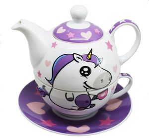 EinhornLiebe - Teekanne mit Tasse - Tea for one (4-teilig) Teetasse Kanne Tasse Teeservice