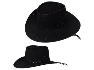 Kapelusz Kowbojski Welur Western Męski Damski Uni  Lato 36X33Cm - Czarny