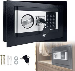 ACXIN Elektronischer Safe Tresor, Klein Minisafe Wandtresor, Digital PIN-Code Tresor mit Sicherheitsschlüssel, 12L (31 x 20 x 20cm), Schwarz