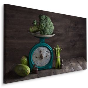 Fabelhafte Canvas LEINWAND BILDER 90x60 cm XXL Kunstdruck Gemüse Küchenwaage Retro