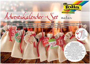 folia Adventskalender-Set Beutel in Juteoptik natur