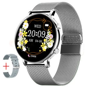 HW36 1,28" chytré hodinky, multifunkční chytrý náramek, vodotěsné, sportovní hodinky s bluetooth, vodotěsnost IP67, monitorování spánku, přehrávání hudby, sportovní režim, kompatibilní s iOS 9.0/Android 5.0, stříbrný rámeček, stříbrná milánská ocel + stříbrný silikonový řemínek