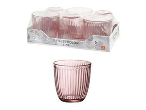 Bormioli Rocco Wasserglas Line Acqua 290 ml, hochwertiges Trinkglas, stilvolles Saftglas, Gläser für Longdrinks, langlebige Universalgläser für zu Hause (Farbe: Rosa), Menge: 1 x 6er Set