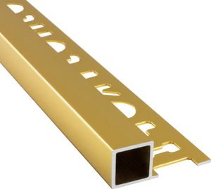 Alu Vierkant Quadrat Profil Fliesenschiene Schiene gold poliert L270cm H10mm