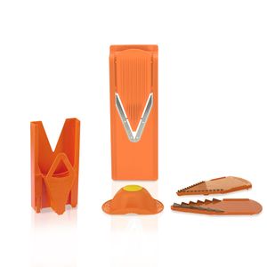 Börner V3 Küchenhobel mit Halter & Multibox Reibe, Kartoffelschneider, Farbe:Orange