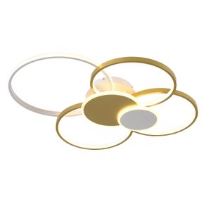 Lampa sufitowa Złota 6 Pierścieni Podtynkowa Lampa LED Ściemnialna Nowoczesny Styl Z Pilotem 65W