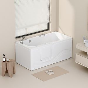 HOME DELUXE - Seniorenbadewanne inkl. Whirlpool- VITAL M Links - Maße: 153 x 76 x 64cm - inkl. komplettem Zubehör I Badewanne mit Tür, Senioren Badewanne mit Einstieg