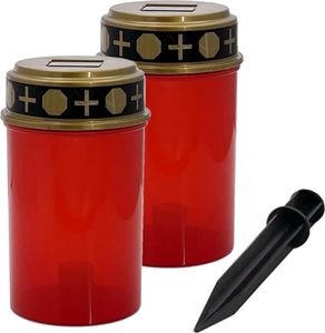 2er Pack Solar Grablicht mit Erdnagel in rot oder weiß mit warm-weißer LED Beleuchtung (rot)