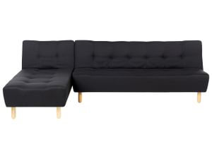 BELIANI 4-Sitzer Ecksofa Schwarz Stoffbezug Gesteppt L-Förmig mit Chaiselongue Rechtsseitig Schlaffunktion Modern Skandinavisch Wohnzimmer Schlafsofa