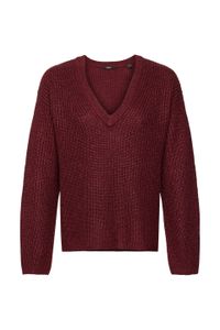 Esprit Gerippter Wollmix-Pullover, bordeaux red