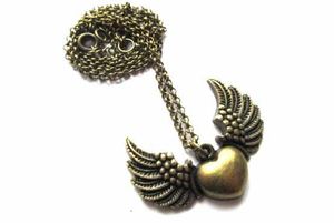 Herz mit Flügel n Kette Halskette Miniblings 50cm Flügel Valentinstag Bronze