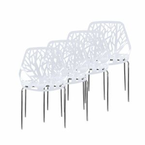 Makika Retro Stuhl Design-Stuhl - CALUNA 4er Set in Weiß