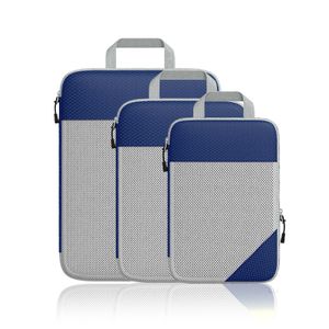 INF Gepäck-Organizer-Tasche, 3-teiliger, sichtbarer, tragbarer Kompressions-Packwürfel Navy blau